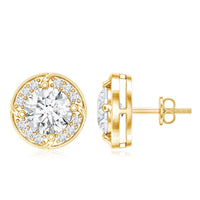 1 Carat Lab Grown Diamond Halo Stud Earrings