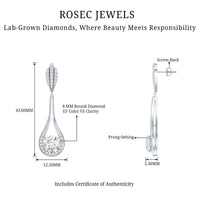 Certified Lab Grown Diamond Long Dangle Earrings