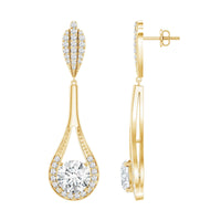 Certified Lab Grown Diamond Long Dangle Earrings