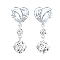Certified Lab Grown Diamond Heart Dangle Drop Earrings