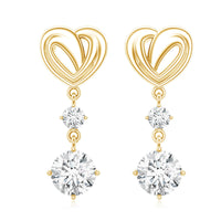 Certified Lab Grown Diamond Heart Dangle Drop Earrings