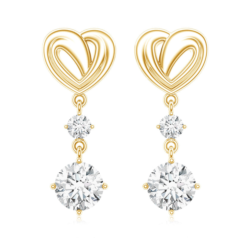 Rosec Jewels lab-grown diamond heart dangle earrings with sparkling gemstone drops and elegant design.