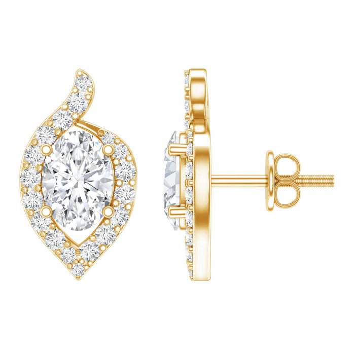 Rosec Jewels certified 5x7 mm oval lab-grown diamond stud earrings for women, featuring sparkling diamond gems on classic earring settings.