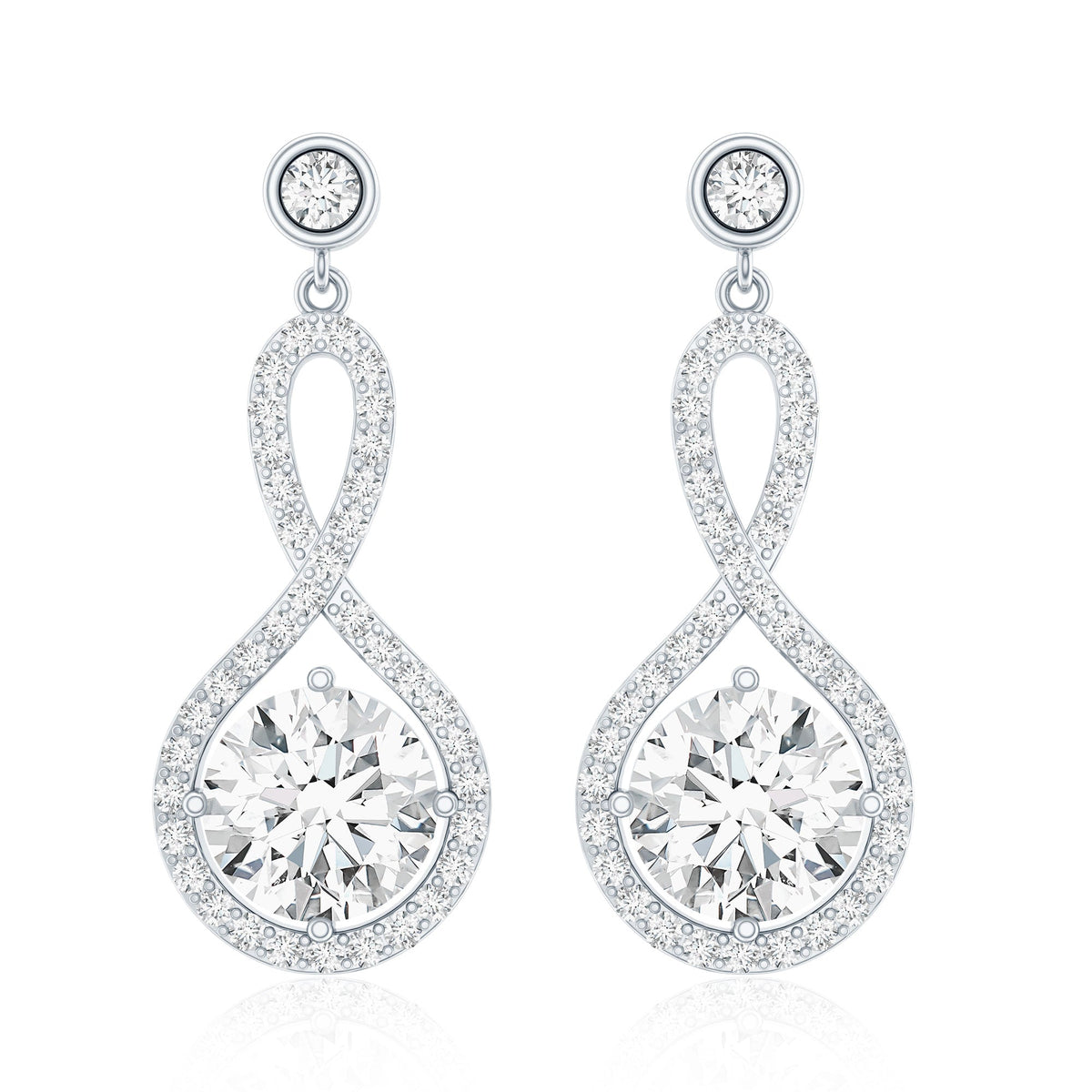 6 MM Lab Grown Diamond Infinity Dangle Earrings For Women