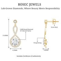 6 MM Lab Grown Diamond Infinity Dangle Earrings For Women