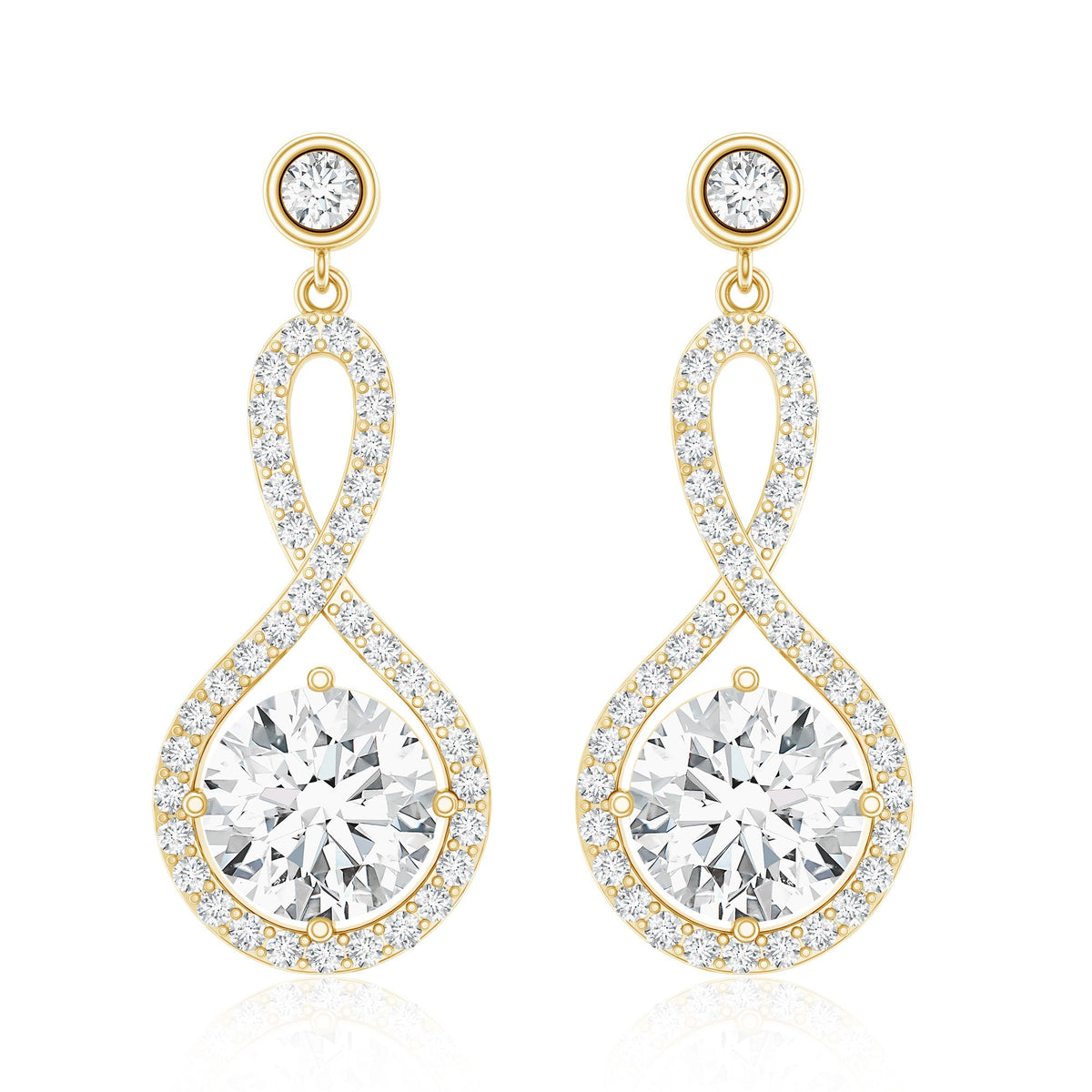 6 MM Lab Grown Diamond Infinity Dangle Earrings For Women