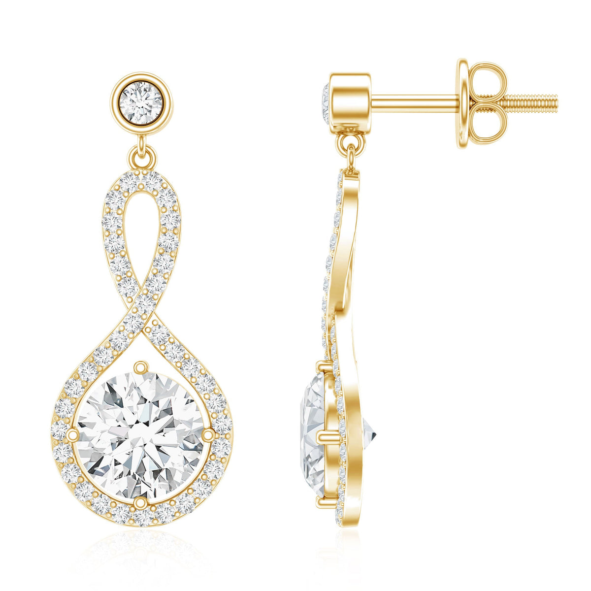 6 MM Lab Grown Diamond Infinity Dangle Earrings For Women