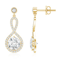 6 MM Lab Grown Diamond Infinity Dangle Earrings For Women