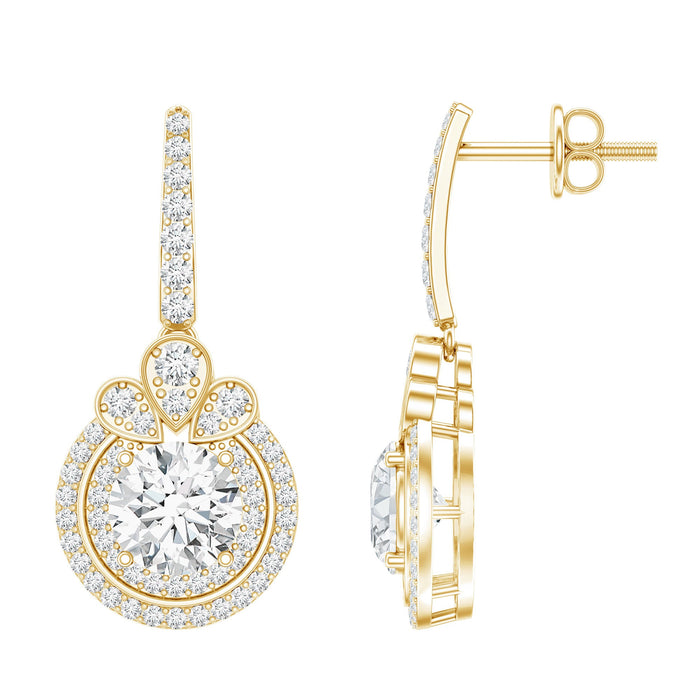 Certified lab-grown diamond bridal drop earrings by Rosec Jewels featuring sparkling diamond-studded earrings with elegant design.