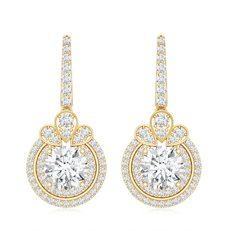 Rosec Jewels lab-grown diamond bridal drop earrings with sparkling diamond accents and elegant design.