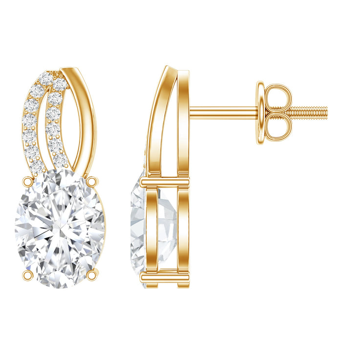 Oval lab-grown diamond stud earrings for women by Rosec Jewels, featuring 6x8 mm elegant designer jewelry.