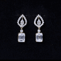 Emerald Cut Lab Grown Diamond Art Deco Drop Earrings