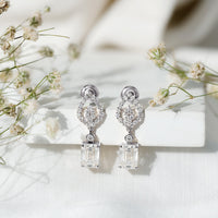 Emerald Cut Lab Grown Diamond Art Deco Drop Earrings