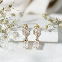 Emerald Cut Lab Grown Diamond Art Deco Drop Earrings
