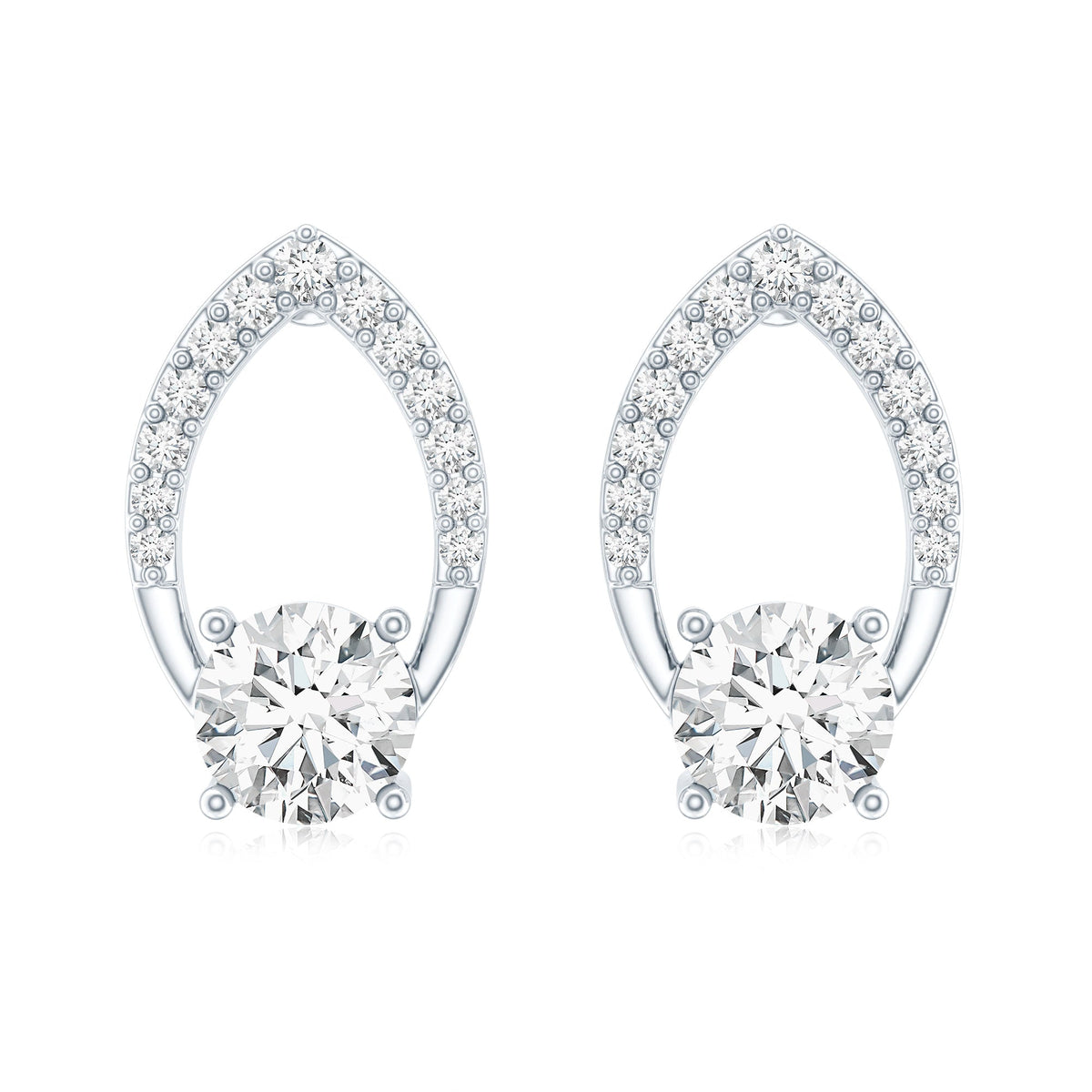 Certified 5 MM Lab Grown Diamond Leaf Stud Earrings