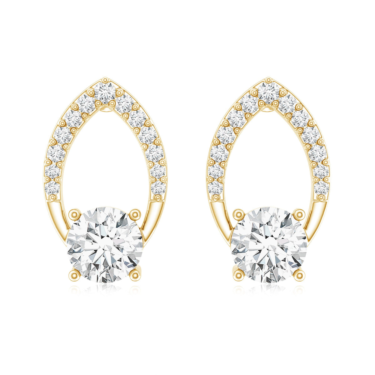 Certified 5 MM Lab Grown Diamond Leaf Stud Earrings