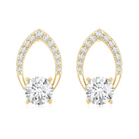 Certified 5 MM Lab Grown Diamond Leaf Stud Earrings
