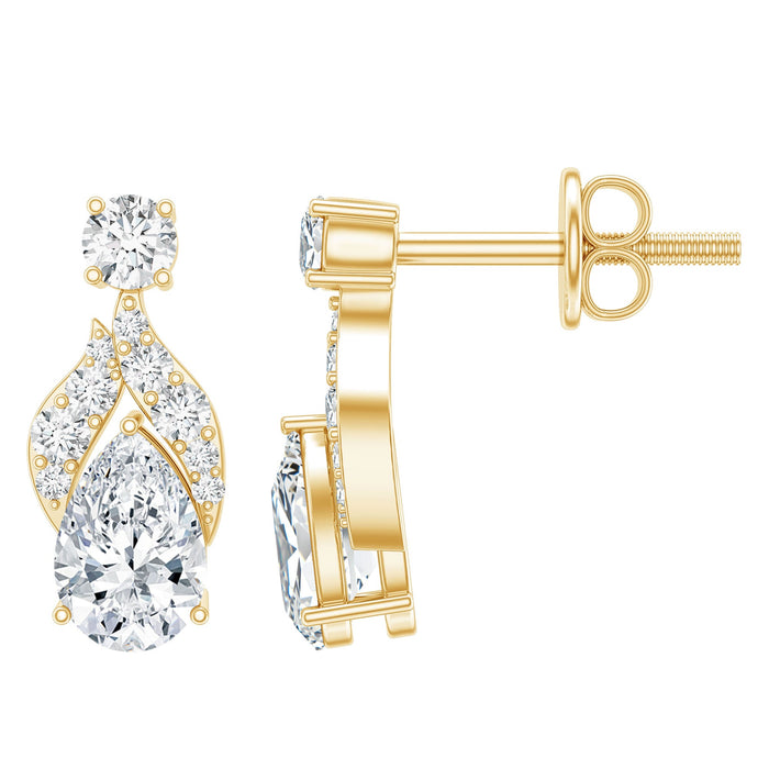 Rosec Jewels certified lab-grown diamond teardrop stud earrings, sparkling with elegant teardrop-shaped diamonds.