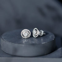 Lab Grown Diamond Swirl Stud Earrings With Screw Back