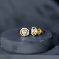 Lab Grown Diamond Swirl Stud Earrings With Screw Back