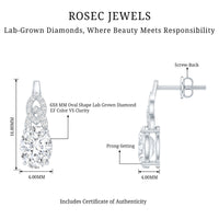 6X8 MM Oval Lab Grown Diamond Designer Stud Earrings