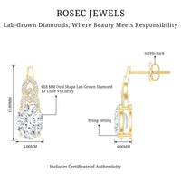 6X8 MM Oval Lab Grown Diamond Designer Stud Earrings