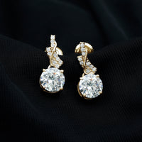 Certified Lab 8 mm Round Diamond Designer Drop Earrings