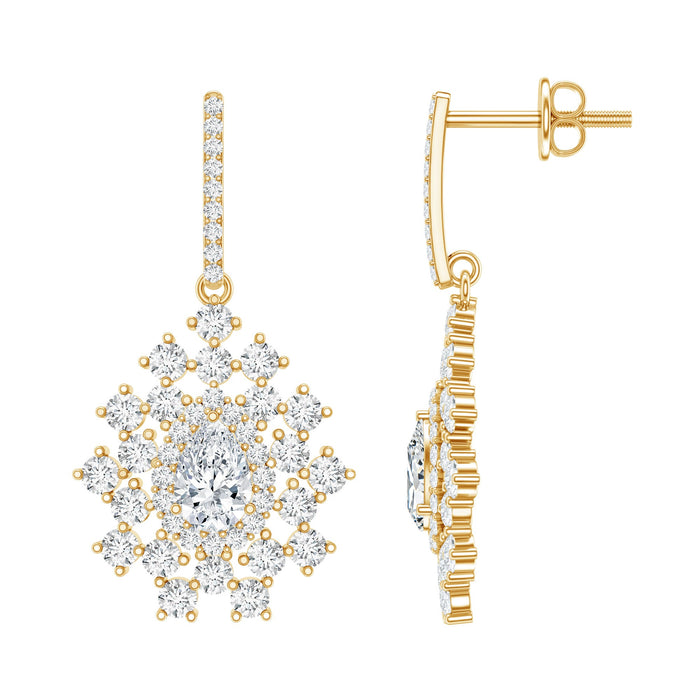 Pear-shaped lab-grown diamond bridal drop earrings from Rosec Jewels featuring sparkling diamond and elegant design.
