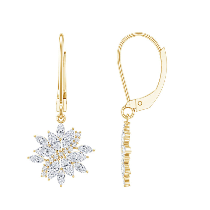 Lab grown diamond flower hoop earrings by Rosec Jewels with sparkling diamond accents and delicate flower design.