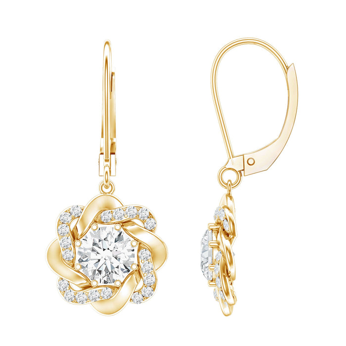 Rosec Jewels lab-grown diamond flower hoop earrings for women, featuring sparkling diamond accents and intricate floral design.