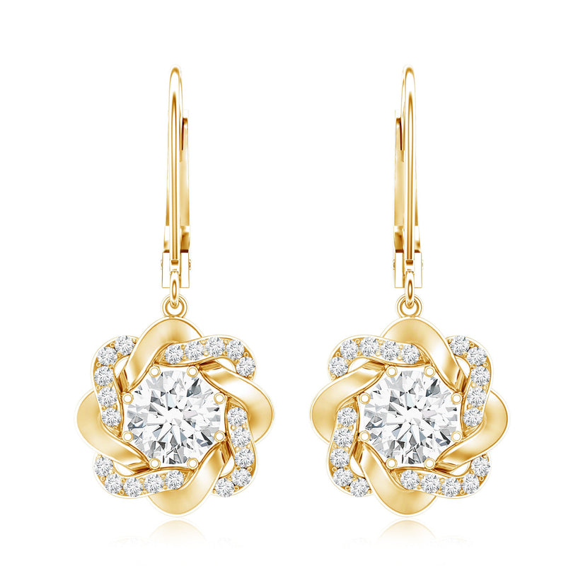 Rosec Jewels lab grown diamond flower hoop earrings featuring intricate floral design and sparkling diamonds.
