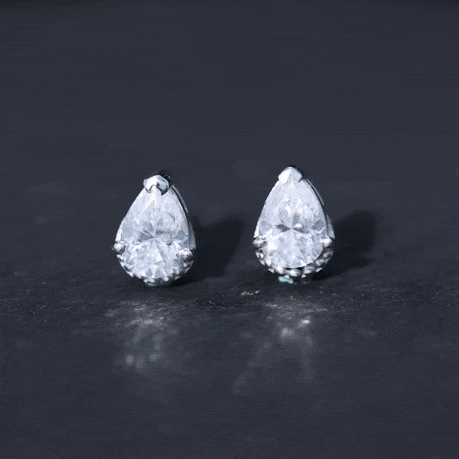 Yellow Pear Diamond Stud Earrings by Rosec Jewels featuring 5x7 mm certified lab-grown pear-shaped diamonds.