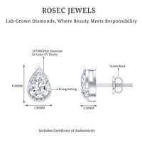 Certified Lab 5X7 MM Pear Diamond Designer Stud Earrings