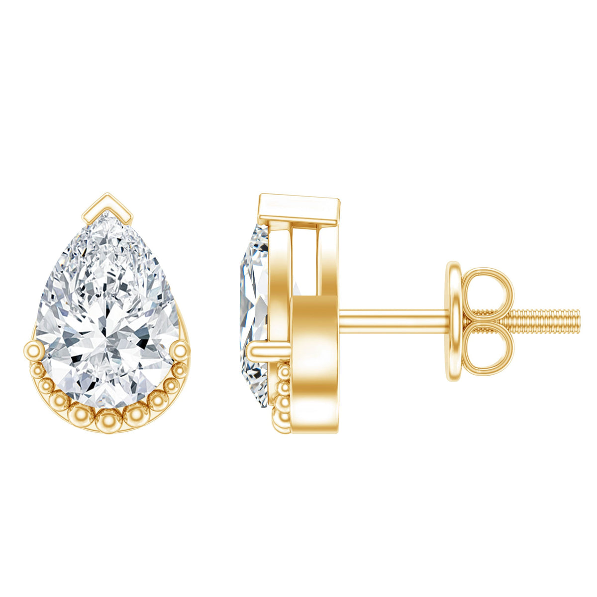 Certified Lab 5X7 MM Pear Diamond Designer Stud Earrings