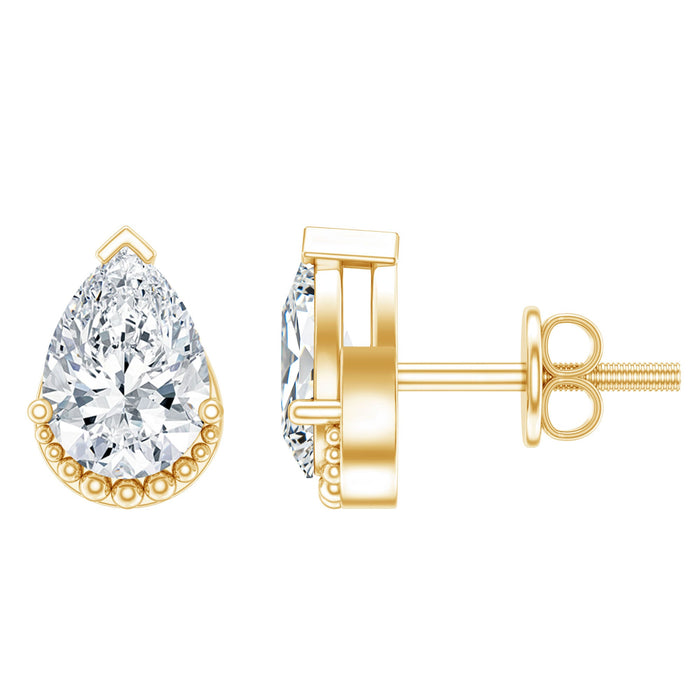Rosec Jewels Certified Lab 5x7mm Pear Diamond Stud Earrings showcasing sparkling pear-shaped diamonds on classic stud settings.