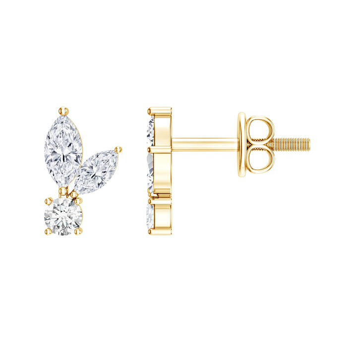 Rosec Jewels lab-grown diamond earrings with screw back, elegant and sparkling jewelry for everyday wear.