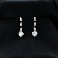 Certified Lab 7 MM Round Diamond Dangle Chain Earrings