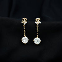 Certified 8 MM Round Lab Grown Diamond Flower Dangle Earrings