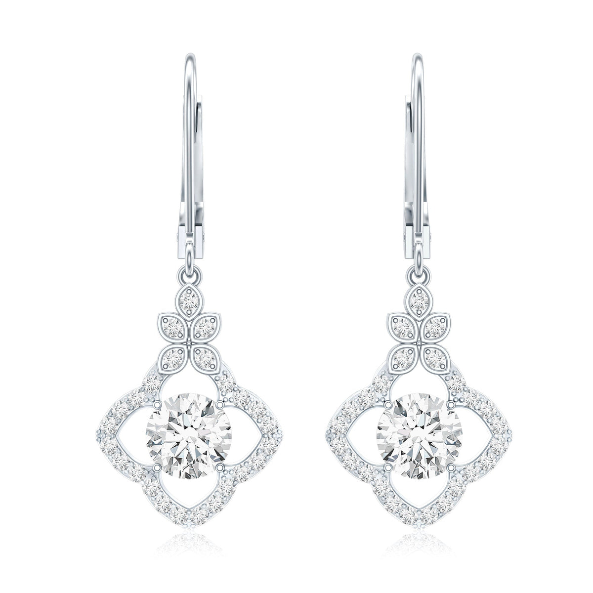 Certified Lab 6MM Round Diamond Flower Drop Earrings
