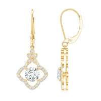 Certified Lab 6MM Round Diamond Flower Drop Earrings