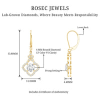 Certified Lab 6MM Round Diamond Flower Drop Earrings