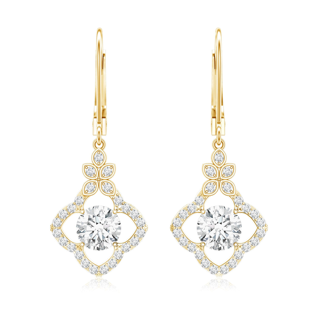 Certified Lab 6MM Round Diamond Flower Drop Earrings