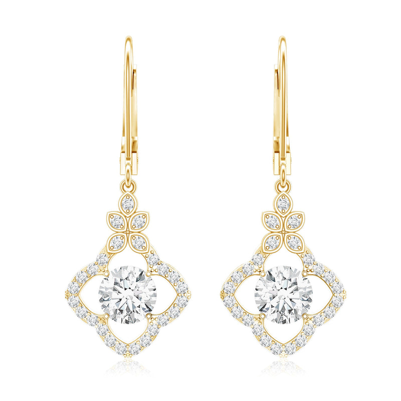 Rosec Jewels Certified Lab 6mm Round Diamond Flower Drop Earrings, elegant jewelry with sparkling diamond flower design
