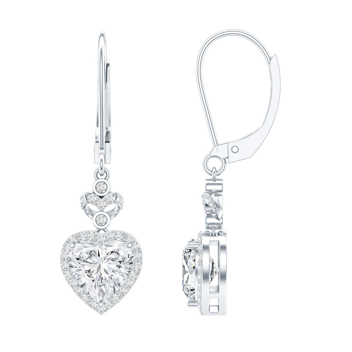 Certified 7MM Lab Grown Diamond Heart Drop Earrings