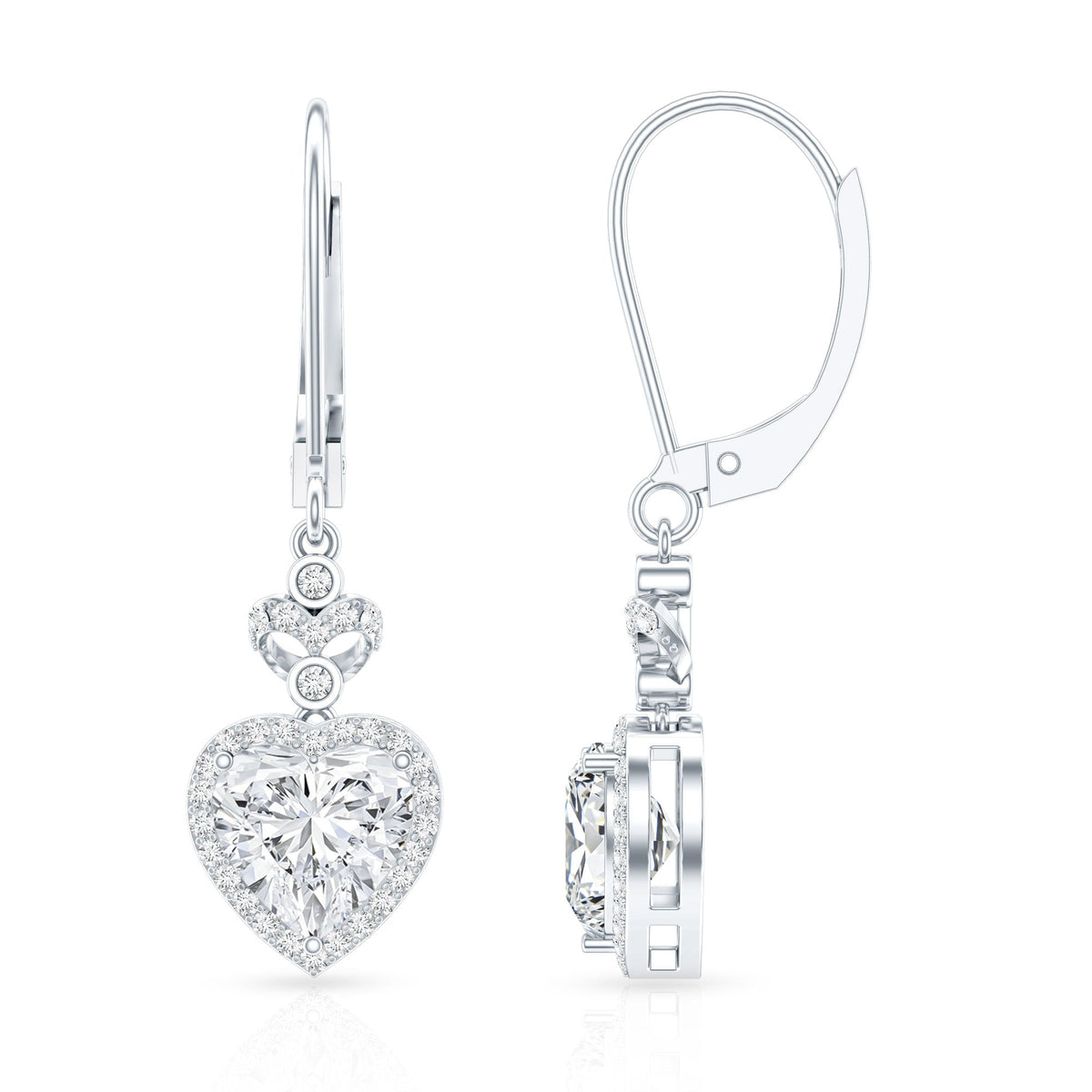 Certified 7MM Lab Grown Diamond Heart Drop Earrings