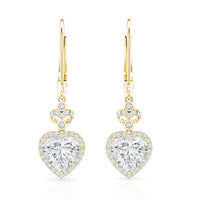 Certified 7MM Lab Grown Diamond Heart Drop Earrings