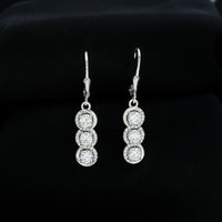 Certified Lab Grown Diamond 3 Stone Dangle Earrings