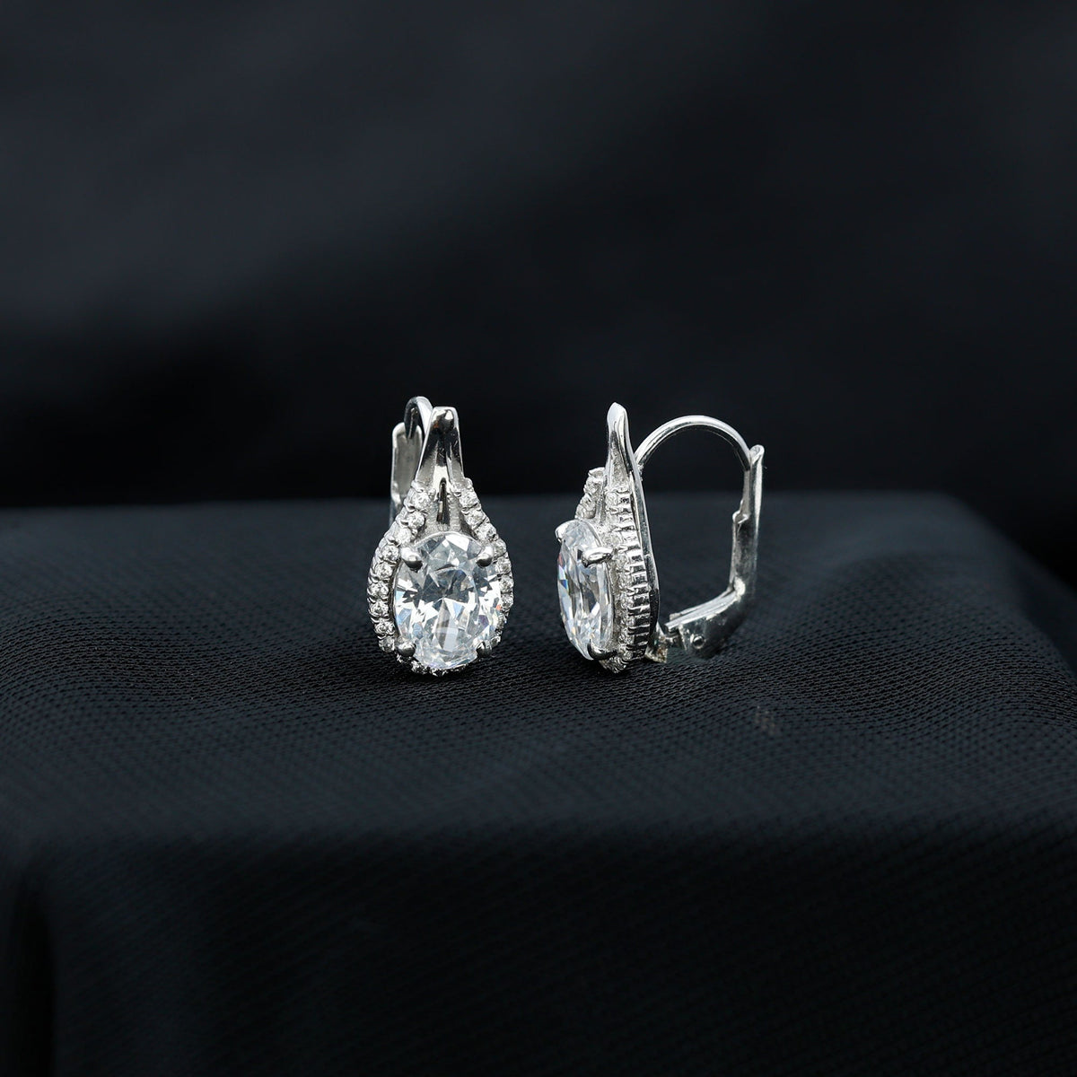 Certified 2 Carat Lab Grown Diamond Halo Designer Earrings