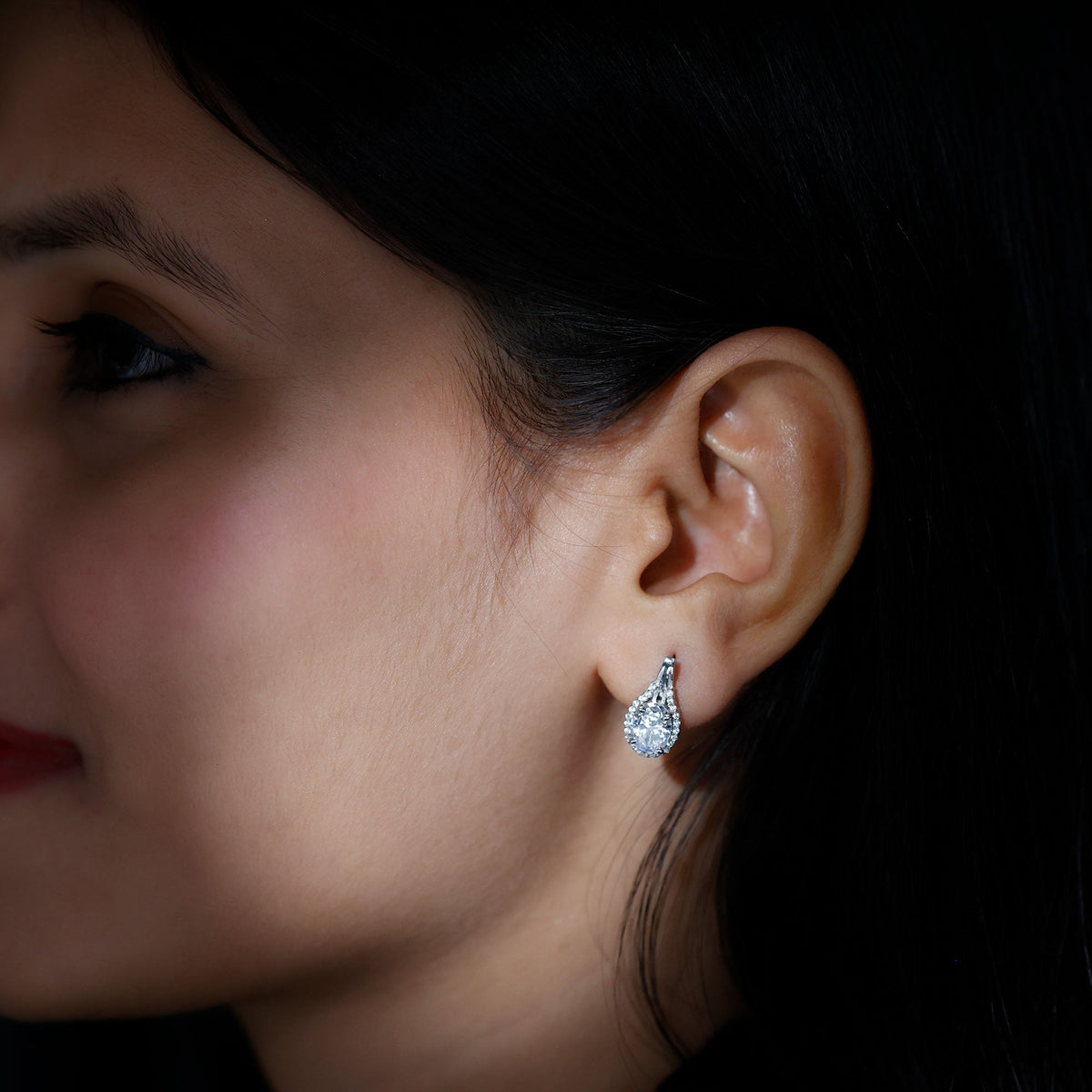 Certified 2 Carat Lab Grown Diamond Halo Designer Earrings