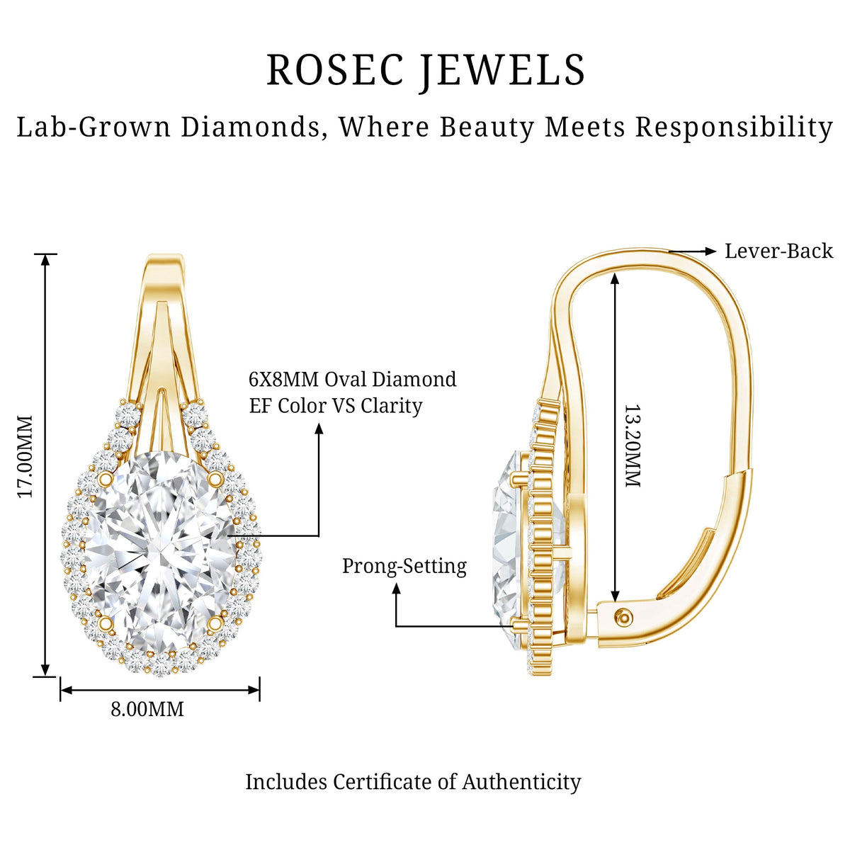 Certified 2 Carat Lab Grown Diamond Halo Designer Earrings